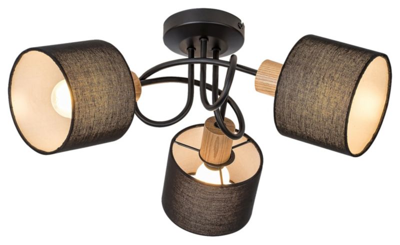 Lampa sufitowa wisząca Rabalux Miguel dąb-czarna wym: 22 x 38 x 38 cm 3xE14 x 1 szt.