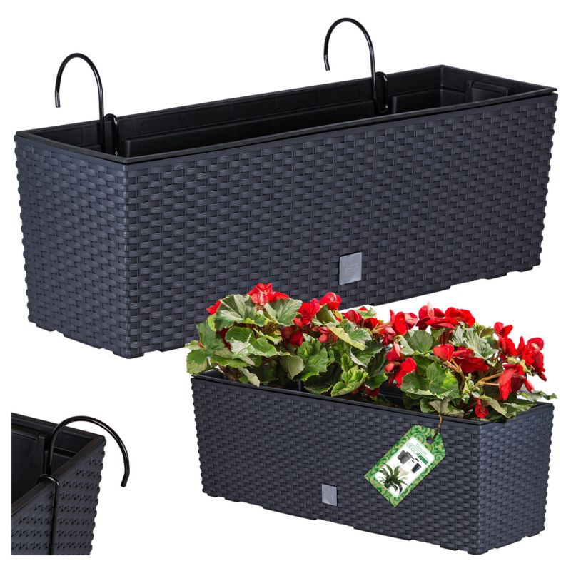 Doniczka Deco4Home Rattan skrzynka balkonowa antracyt 39,5cm 1 szt.