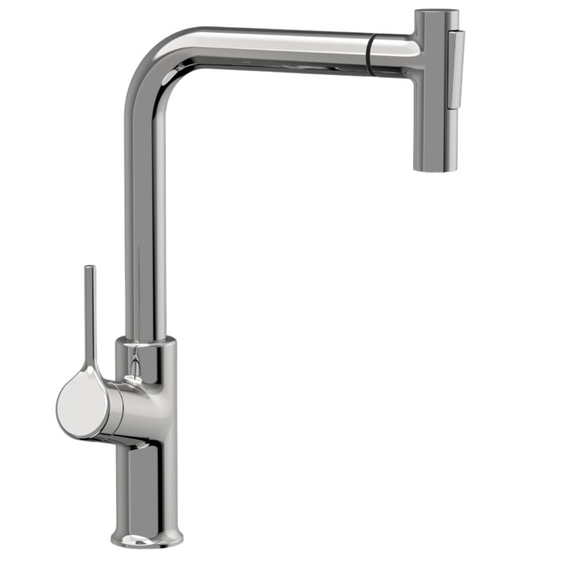 Bateria kuchenna Invena Feres z 2-funkcyjną wyciąganą wylewką typu L w kolorze chrom 1 szt.