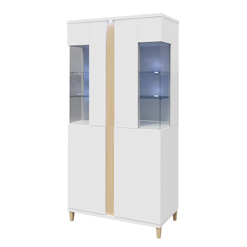 Witryna MIRJAN 24 Marco 90 biały / biały połysk / okleina naturalna 1 szt.