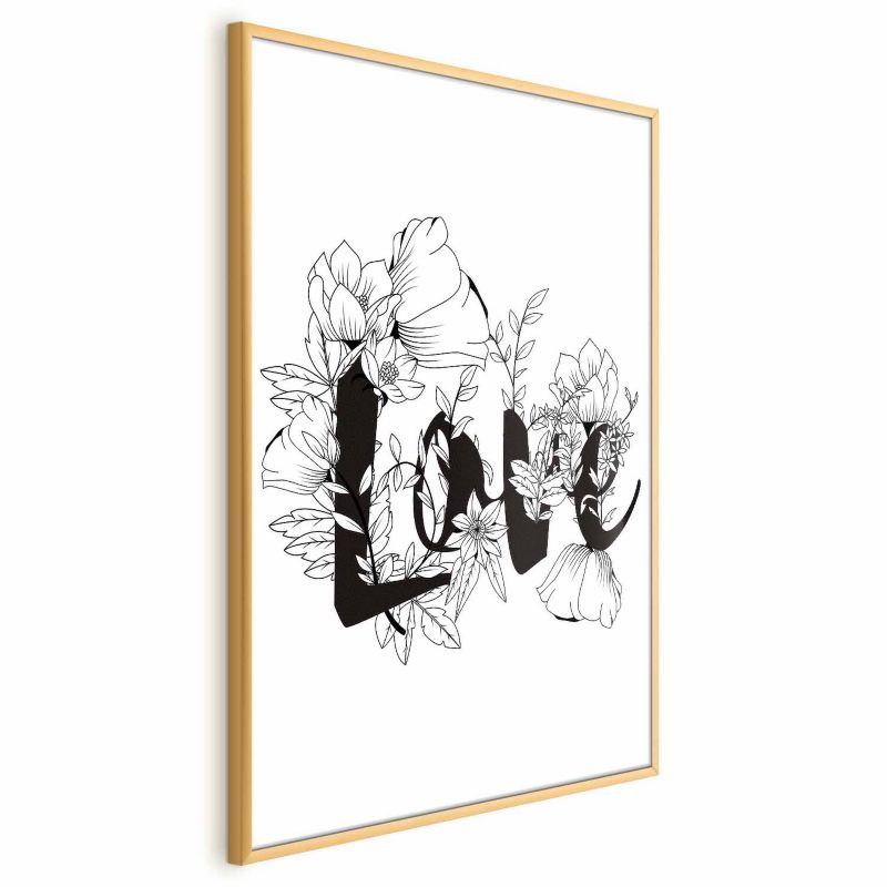 Plakat Artgeist Love w kwiatach 21x30 cm z ramą złotą 1 szt