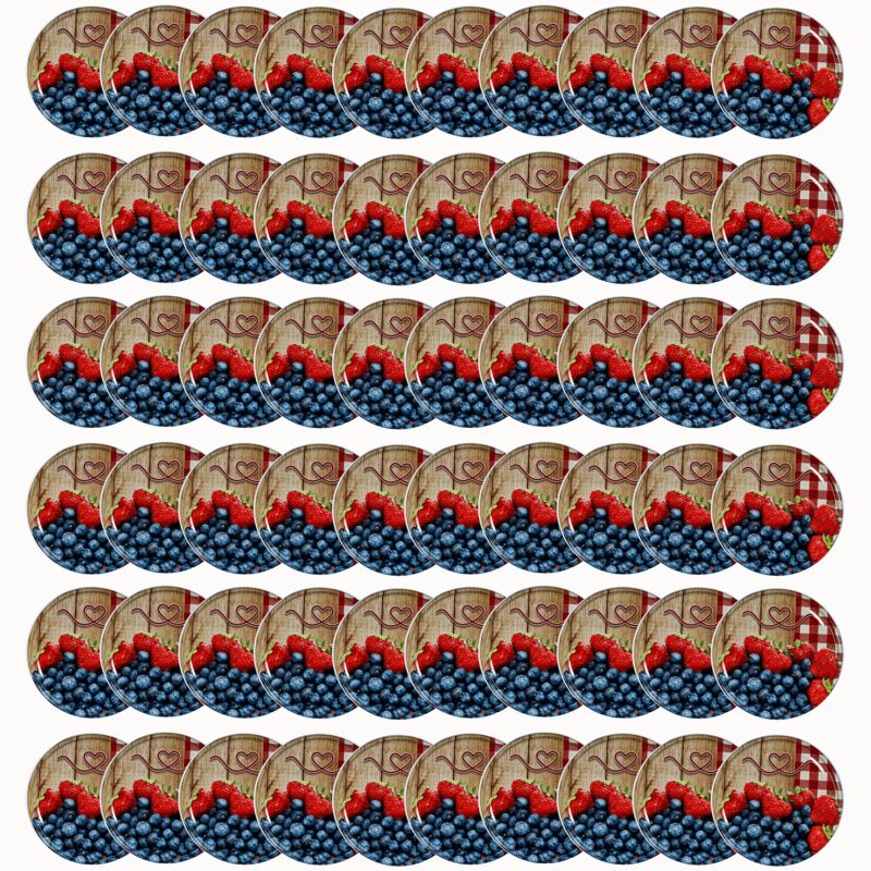 Pokrywki MODO24 wzór truskawka jagoda dekielki zakrętki nakrętki wieczka wieka 82mm 60 szt