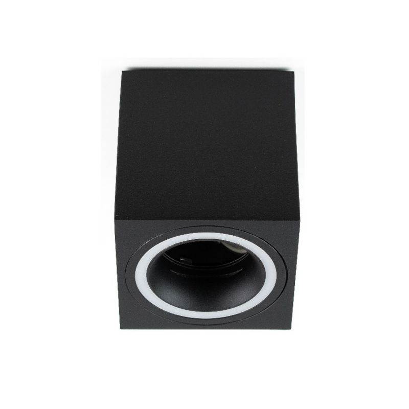 Punktowa oprawa sufitowa natynkowa Edo Halis SQ Black GU10 kwadratowa czarna, biały pierścień 1 szt.