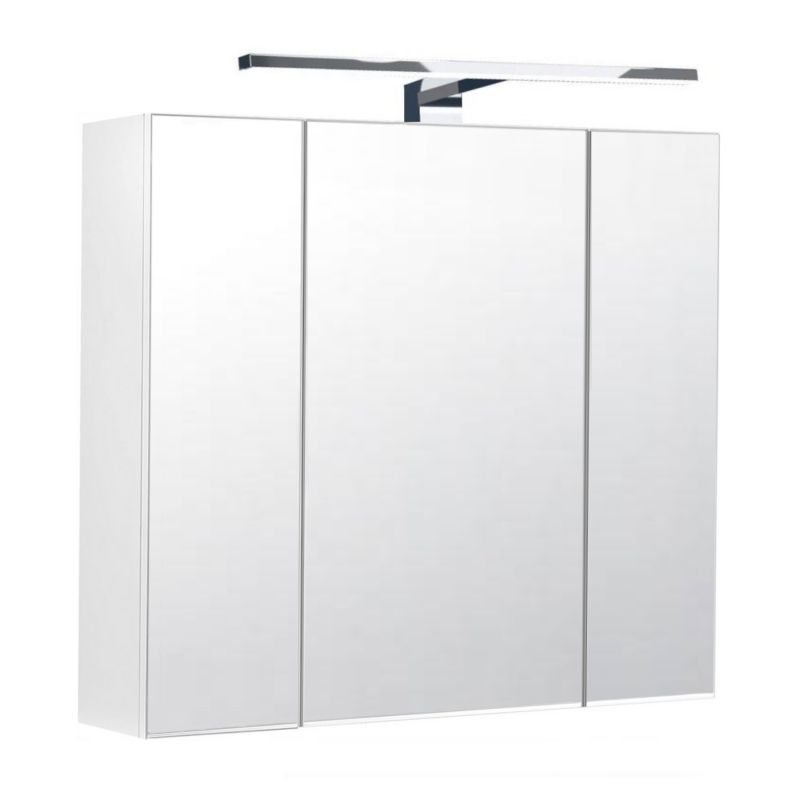 Szafka łazienkowa z lustrem Better Home, 60 x 55 x 15 cm, 3 drzwiowa, Oświetlenie LED, Biała, 1 szt.