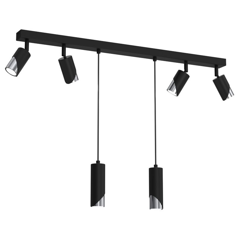 Lampa sufitowa Luminex Shift czarny mat-chromowana Listwa z lampami 6 x GU10 x 15W wym: 100 x 90 x 5,5 cm - 1 szt.