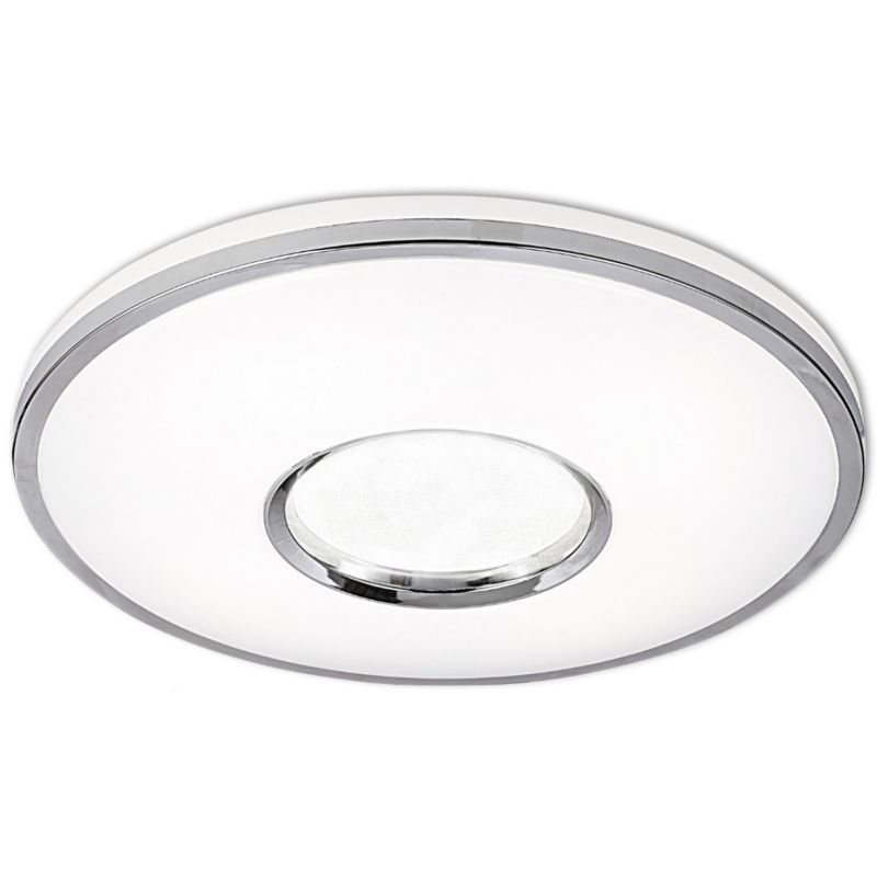 Plafon sufitowy Polux Leon biały chromowany LED 48W 3000K-6500K 5200lm IP44 wym: 6,5 x 39 x 39 cm tworzywo sztuczne - 1 szt.