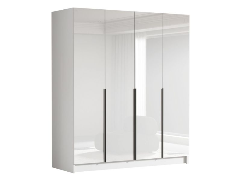 Szafa MIRJAN 24 pokojowa Santi I biały / biały połysk + czarny 1 szt.