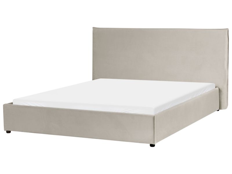 Łóżko Welur Lavaur 160 x 200 cm Beżowoszary 1 szt.