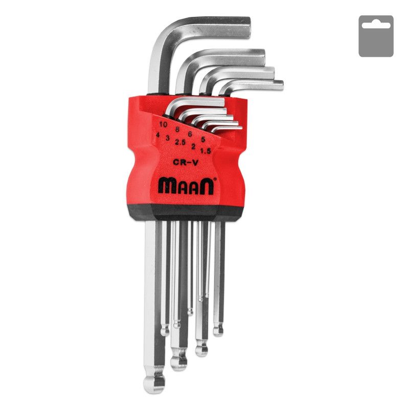 Klucze imbusowe, Maan, z kulką PROFI komplet 9 elementów, 1 szt.