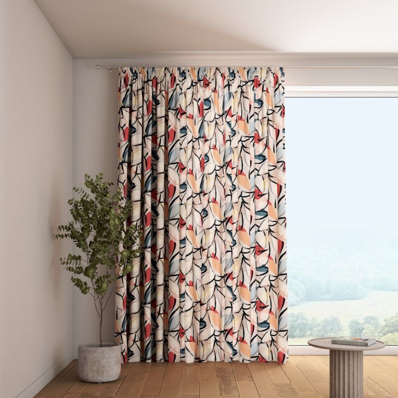 Zasłona na taśmie marszczącej 1 szt. 130 x 245 cm Dekoria różowo-szare motywy roślinne 1 szt.