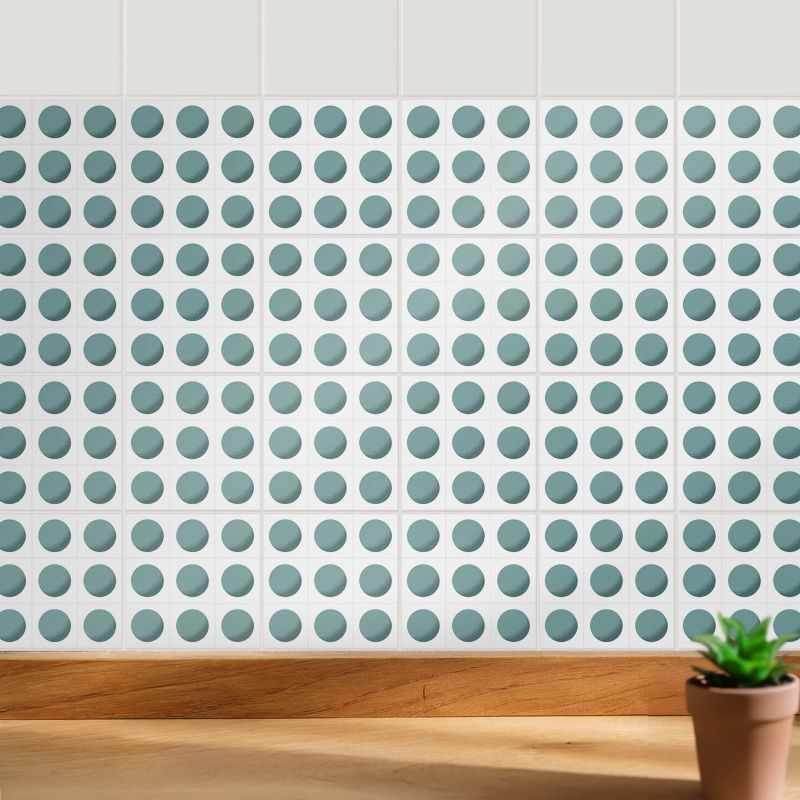 Naklejki na kafelki Wallfluent 15x15 cm Równomiernie rozmieszczone okręgi samoprzylepna folia 24 szt.
