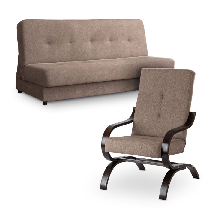 Zestaw Wypoczynkowy Aruba Mebel Elite Sofa i Fotel Brązowy 1 kpl