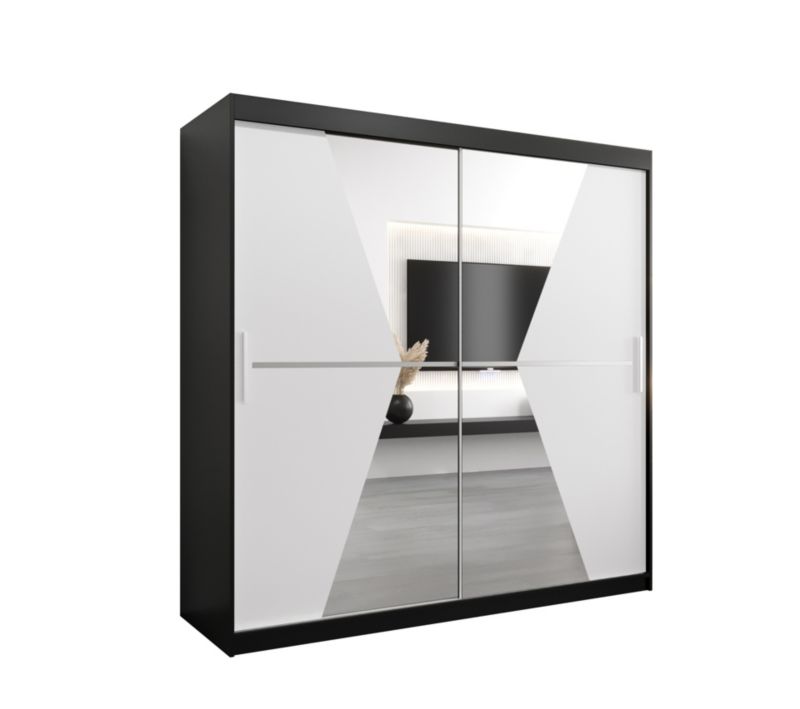 Szafa przesuwna Garderoba Abiks MAROKO 200 czarny/biały 1 szt.