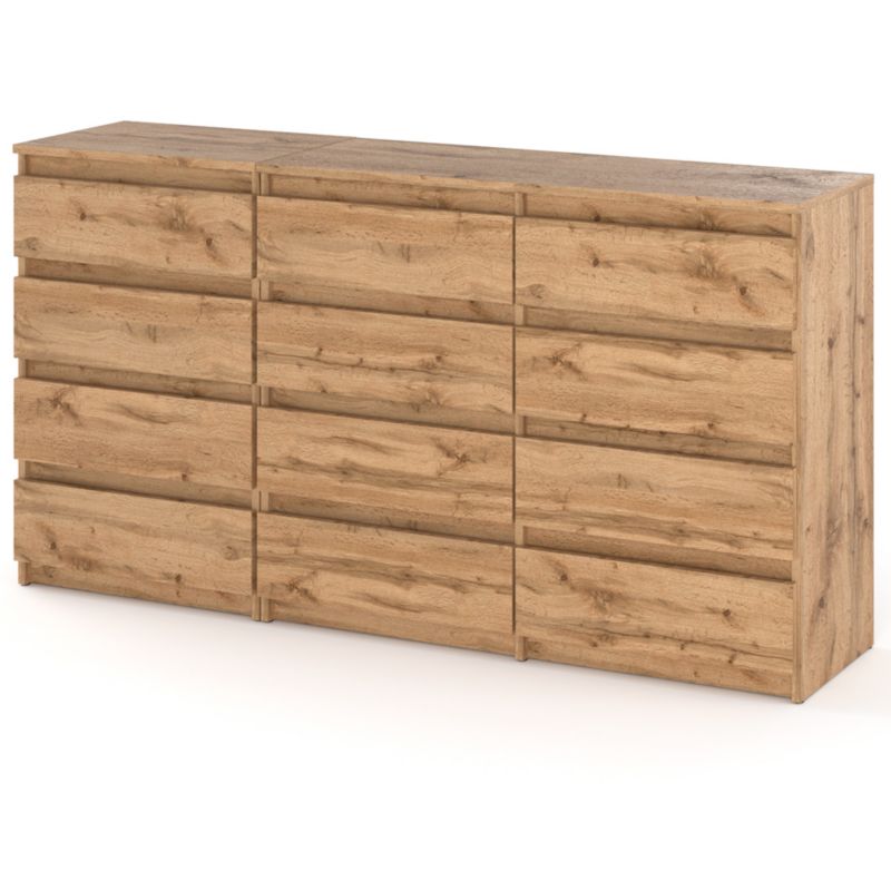 Komoda Hurtownia-Mebli Szuflady 12 Zestaw komód Hugo 84 180cm Dąb Wotan Dąb Wotan 180x33.5x92.5 cm 1szt.