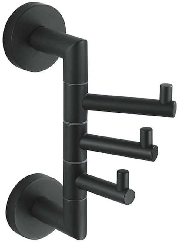 Wieszak na ręczniki Stella Classic czarny mat potrójny ruchomy montaż ścienny 1 szt.