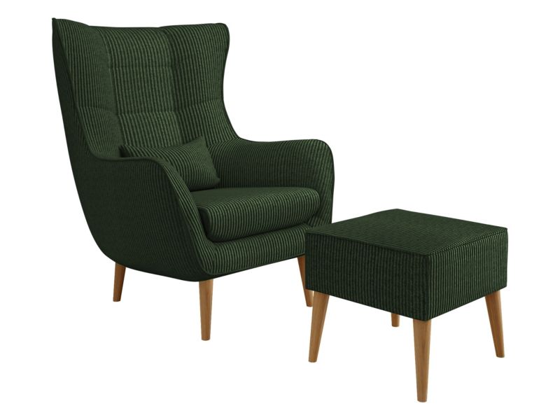 Fotel MIRJAN 24 Estjano Sztruks z podnóżkiem ciemnozielony 1 szt.