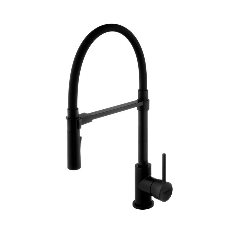 Bateria kuchenna Hagser Senta czarny mat, montaż stojący, wyciągana wylewka, 1 szt.