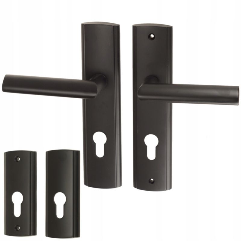 Klamka FEINZ Z Szyldem Górnym Do Drzwi Zewnętrznych Lewa Rozstaw 72 Czarna 1 szt.