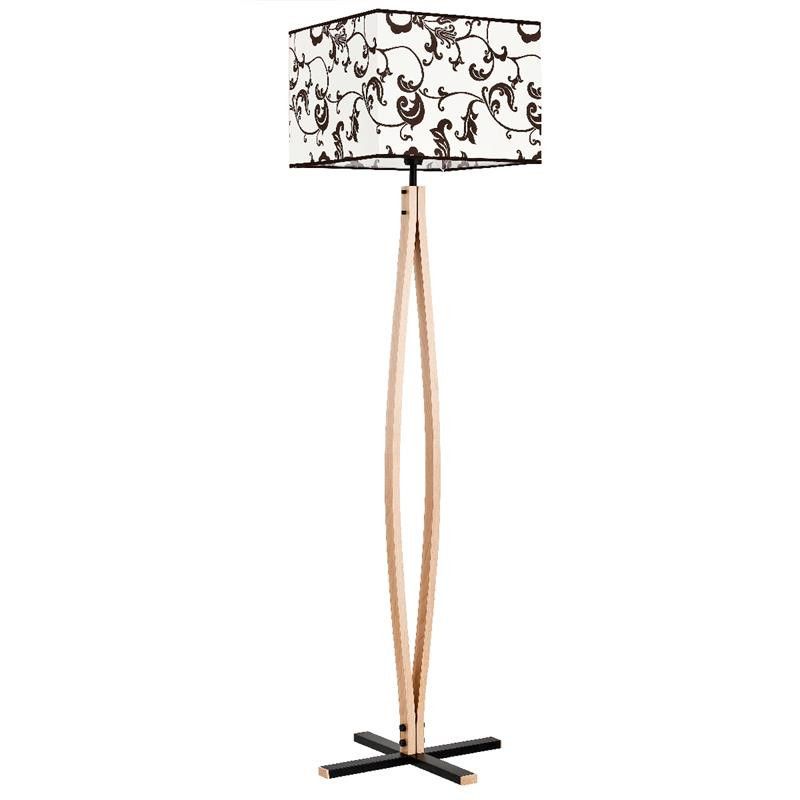 Lampa podłogowa stojąca Alfa Awans jasne drewno-czarna drewniana 1 x E27 x 15W wym: 162 x 46 x 46 cm - 1 szt.
