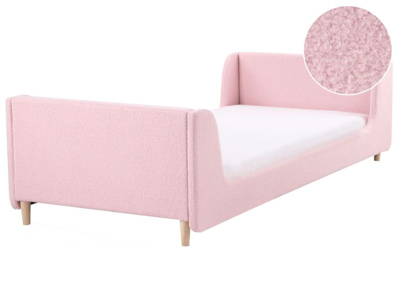 Łóżko Boucle Laye 90 x 200 cm Różowy 1 szt.
