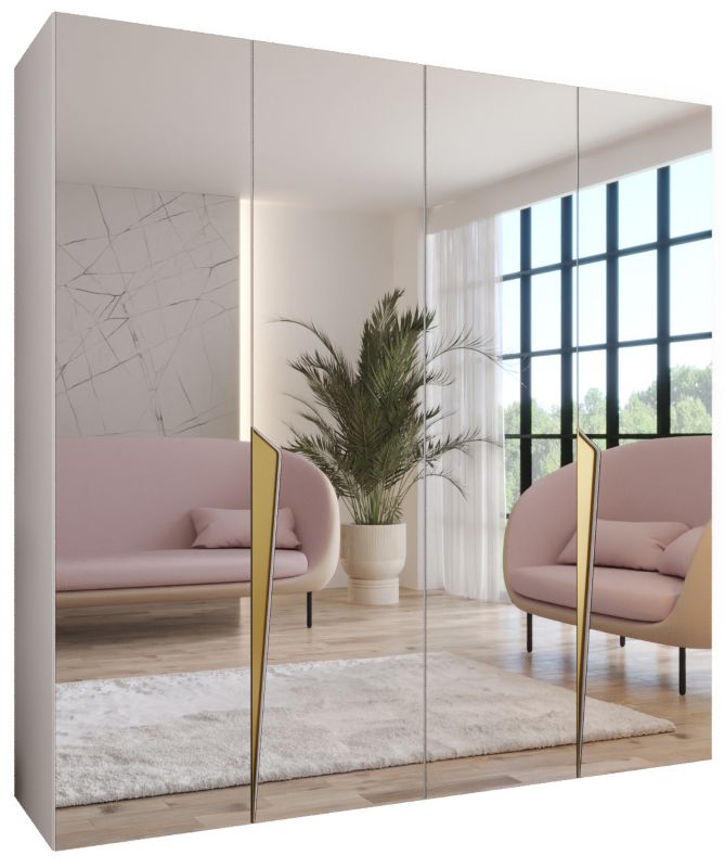 Szafa uchylna z lustrem otwierana Abiks PIANO 3 200 wys 202 cm Biały + Złoty 1 szt