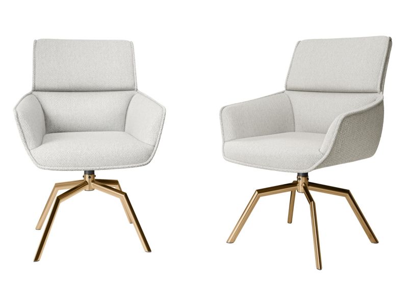 Komplet dwóch foteli obrotowych MIRJAN 24 Bueron złoty + ecru 2 szt.