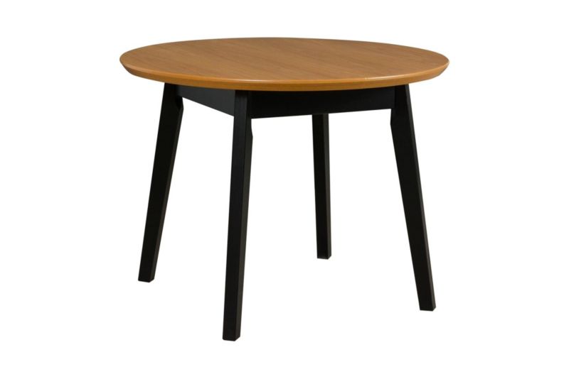 Stół rozkładany Bettso Oslo 4 okrągły z subtelnym wcięciem na czarnych nogach w skandynawskim stylu dąb naturalny 1szt.