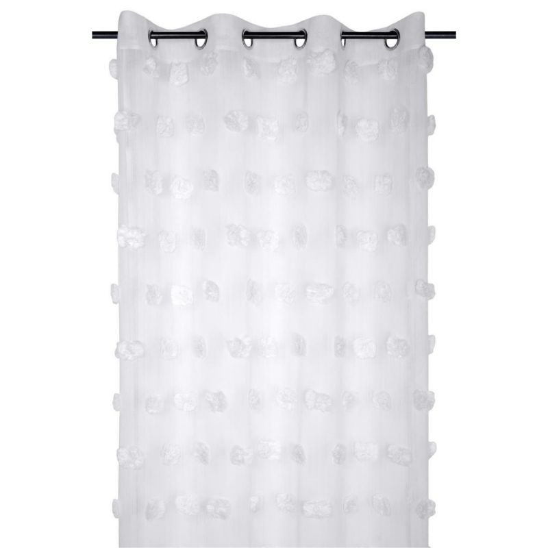 Firana POMPINOU Stof biała pompony 3D 140x260 cm 1 szt.