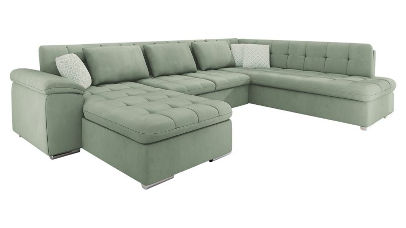 Narożnik z funkcją spania MIRJAN 24 Niko Bis lewy jasnozielony/jasnozielony/seledynowy wzór 1 szt.