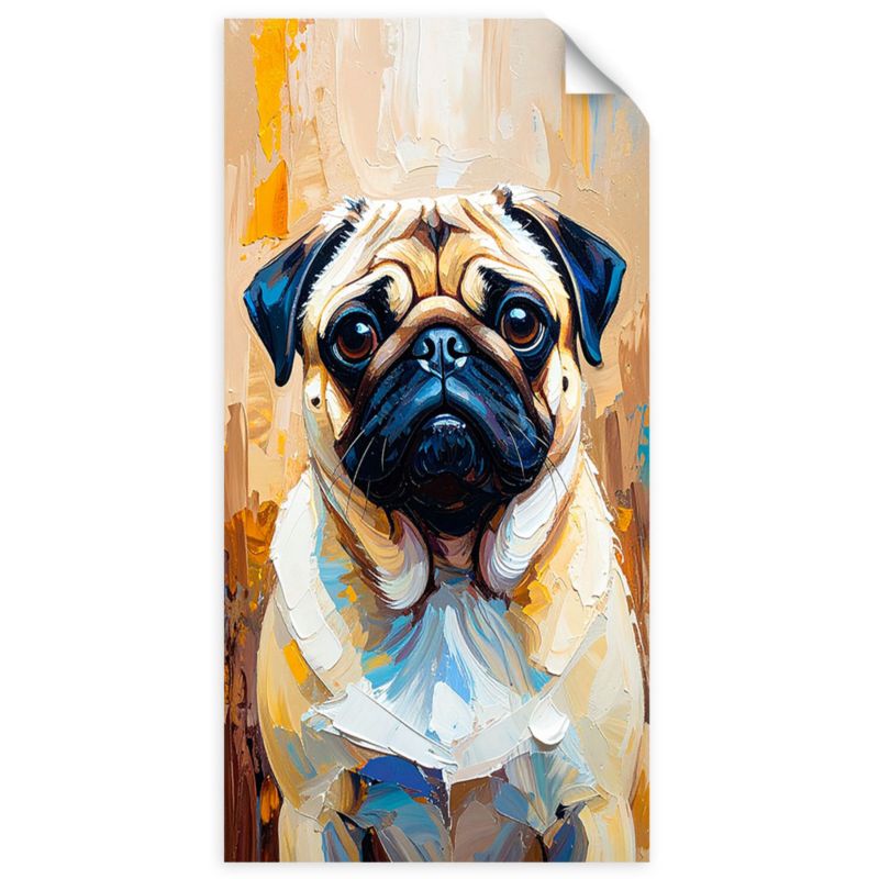 Naklejki samoprzylepne do salonu sypialni Feeby Mops Pies Zwierzę Beżowy 50x100cm 1szt