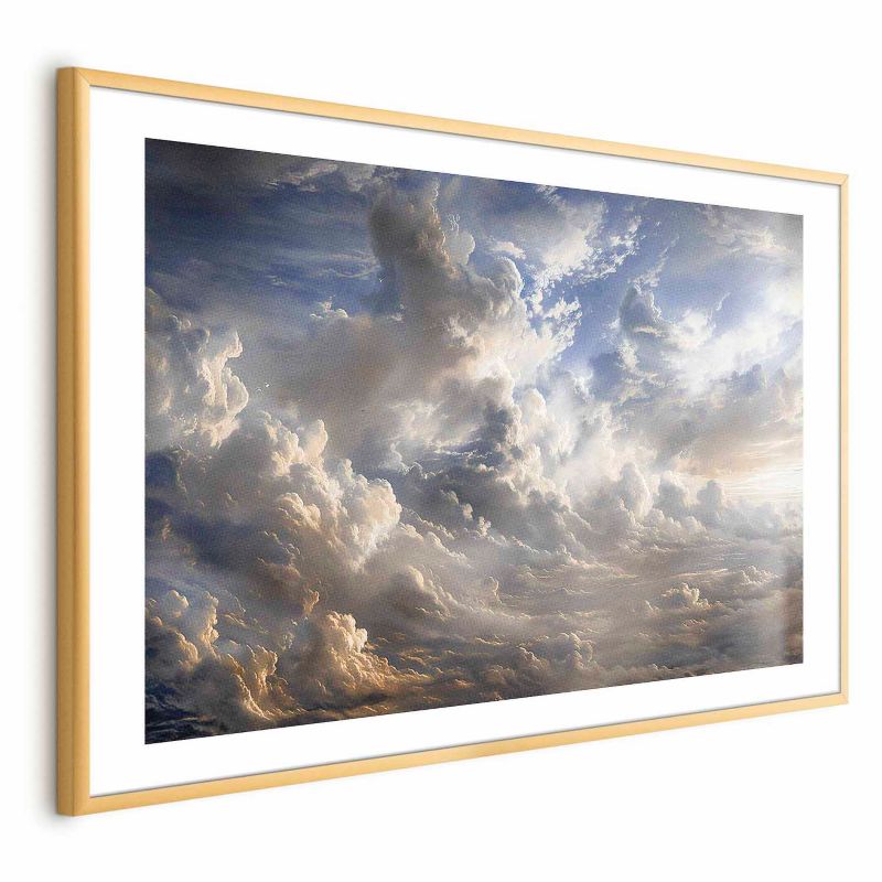 Plakat Artgeist Refleksy na chmurach 90x60 cm z ramą złotą z marginesem 1 szt