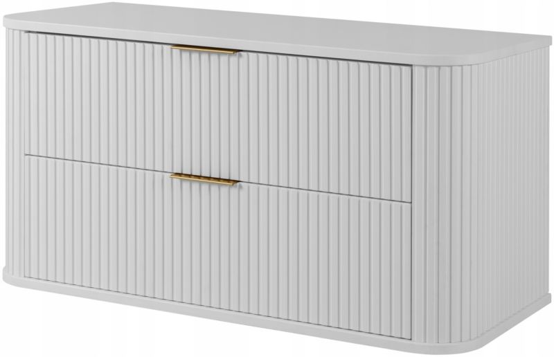 Szafka pod umywalkę Furnidea 100 cm wisząca ryflowana z szufladami biała GLAMOUR 1 szt.