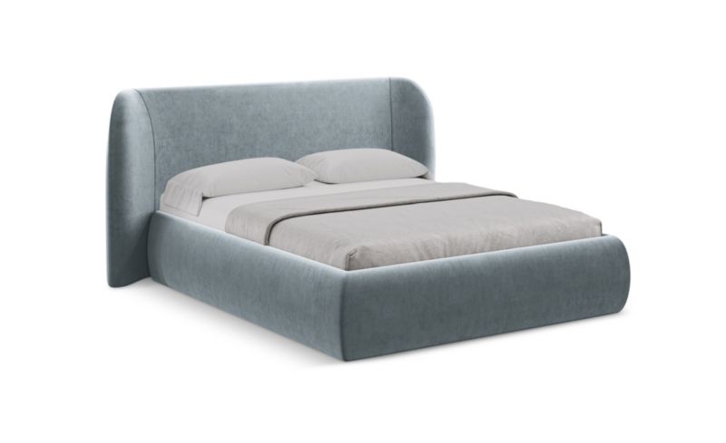 Łóżko LaMiaSofa Hauke z weluru 140x200 jasny niebieski 1 szt.