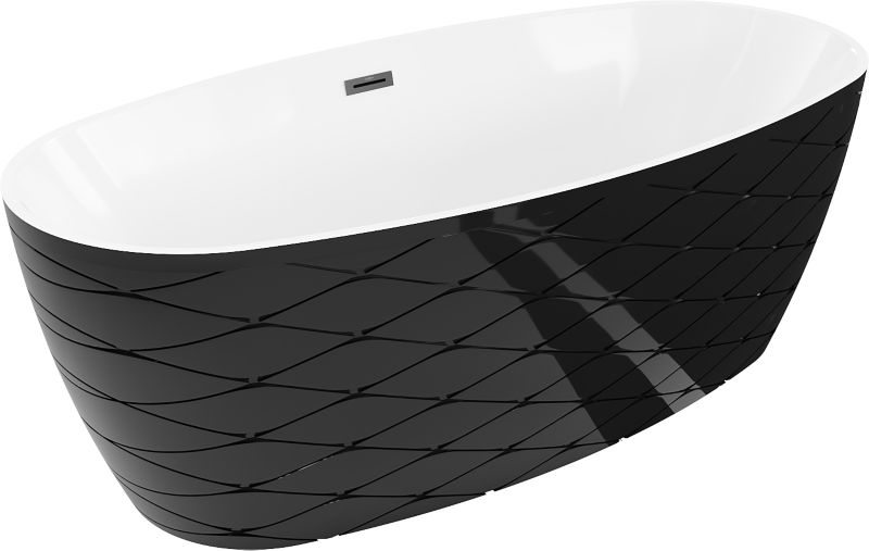 Wanna wolnostojąca Mexen Olea biało-czarna 170x80 cm .- 52821708075-70 1 szt.