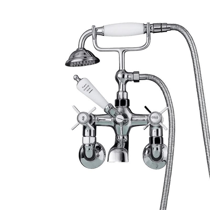 Bateria wannowa Lauferi WALFORD mosiężna ścienna srebrny chrom retro 1 szt.