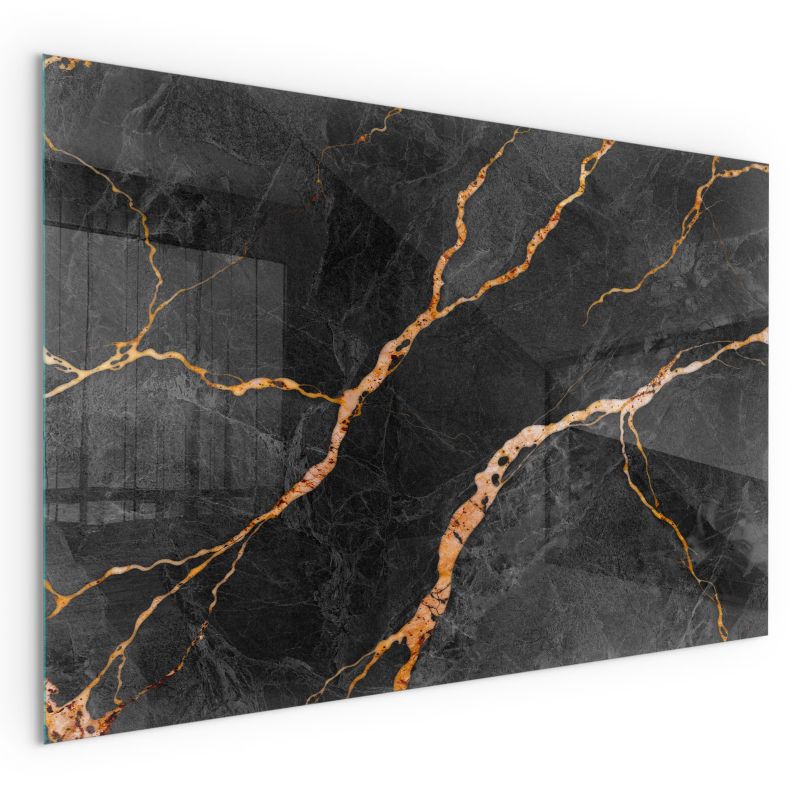 Szklana Podkładka Pod Kominek Prostokąt Wallfluent 100x70 cm Marmur z delikatnymi żyłkami 1 szt.