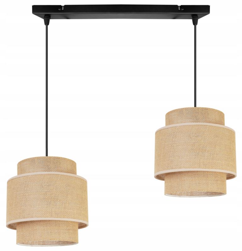 Lampa sufitowa wisząca Light Home LH Boho 2x E27 60W abażur juta czarny/beżowy 1szt.