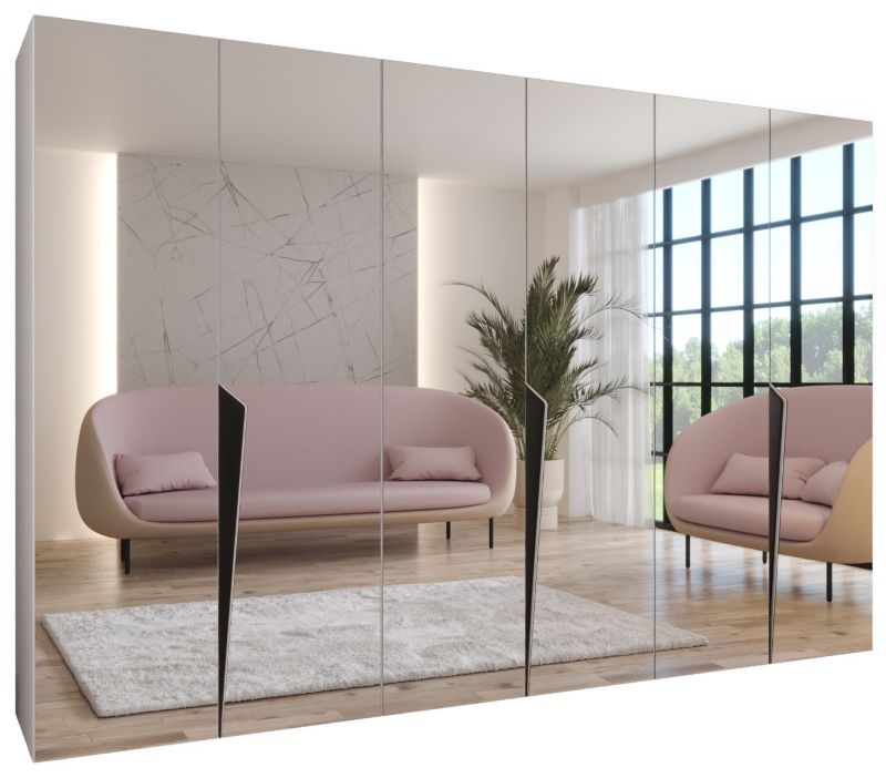 Szafa uchylna z lustrem otwierana Abiks PIANO 3 300 (3x100) wys 202 cm Biały + Czarny 1 szt