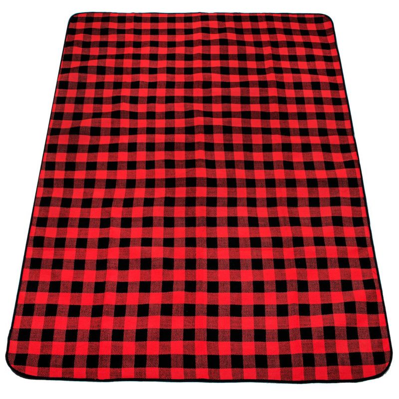 Koc plażowy piknikowy 200x150cm Springos retro czerwono-czarna krata 1 szt.