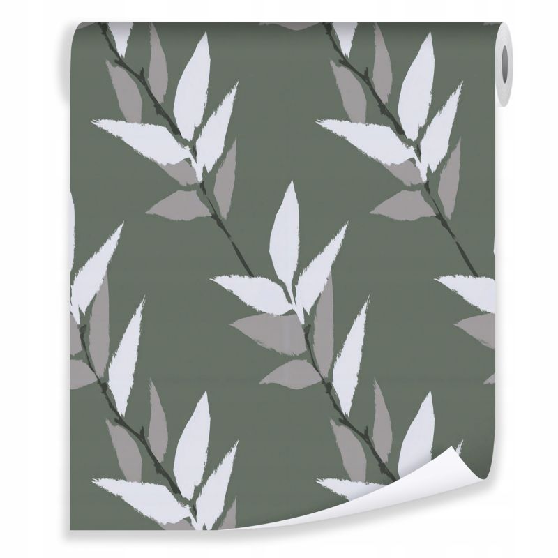 Tapeta WALLARENA Do Sypialni Salonu Na Flizelinie Liście Abstrakcja Listki Szary 50x1000 cm T15775VE 1 szt.