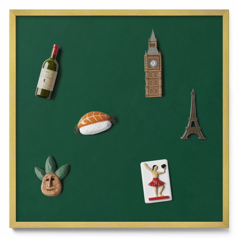 Tablica na magnesy Tulup 50x50 cm Kolor ciemnozielony w złotej ramie 1 szt.