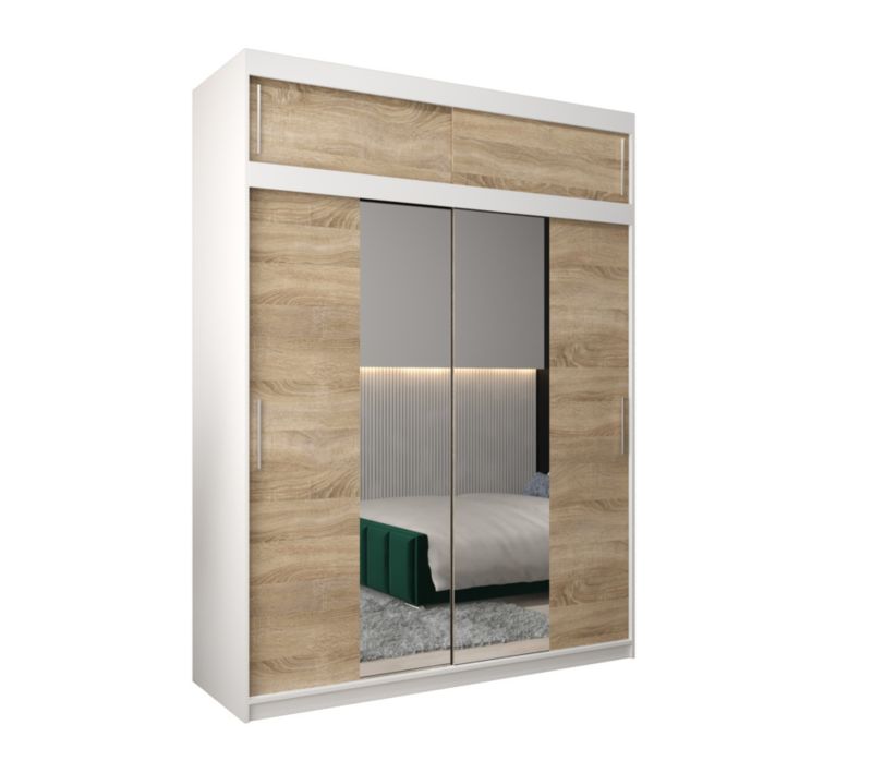 Szafa przesuwna Garderoba Abiks Tokyo 1 180 biały + sonoma z nadstawką 1 szt.