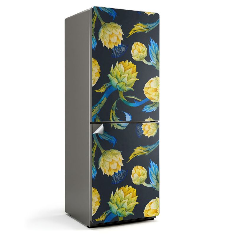 Naklejka na lodówkę Wallfluent 70x190 cm Malarski kwiatowy wzór 1 szt.