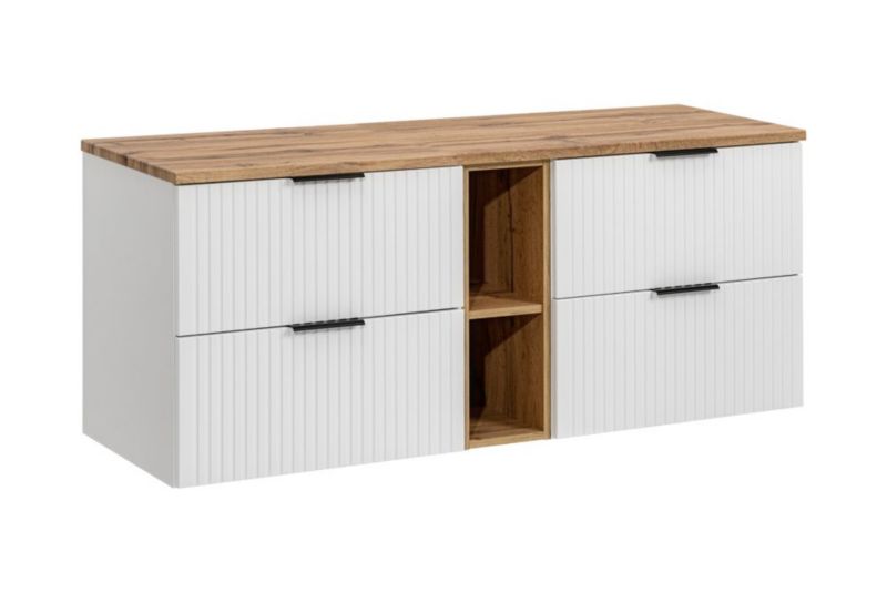 Szafka pod umywalkę COMAD nablatową ADEL WHITE 82 60cmx2 biała - zestaw 140 cm z regałem i blatem 1 szt.