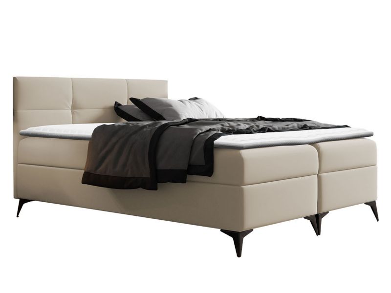 Łóżko kontynentalne MIRJAN 24 Figaro 140x200 ekoskóra chłodny beż 1 szt.