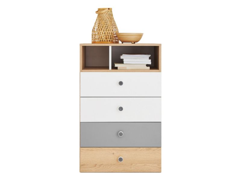Komoda MIRJAN 24 Pixel System PX10 dąb biszkoptowy/biały lux/szary 1 szt.