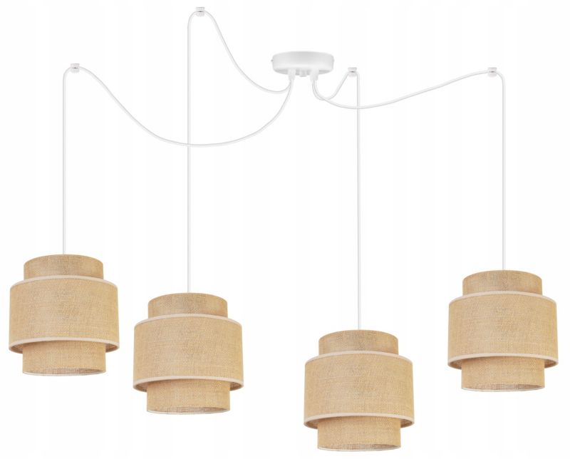 Lampa sufitowa wisząca Light Home LH Boho Juta Pająk 4x E27 60W naturalny/biały 1szt.