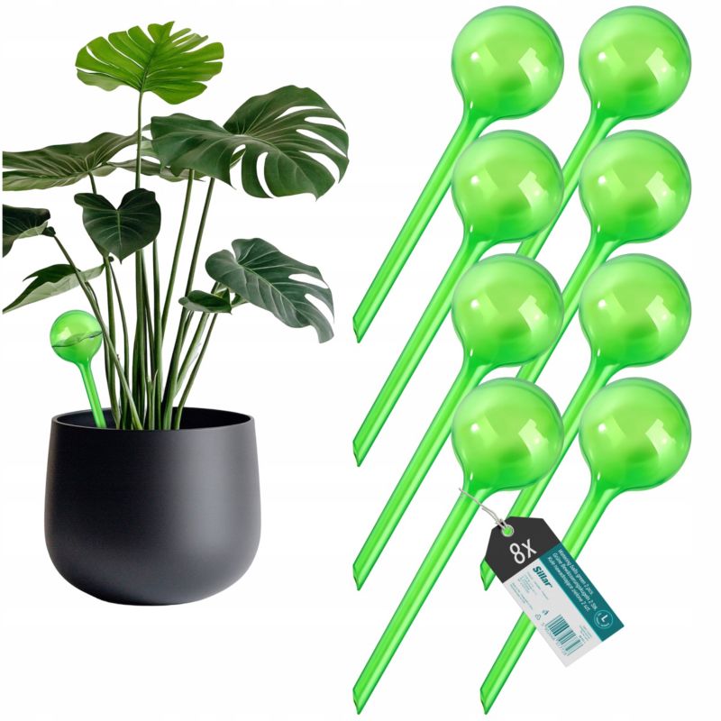 Nawadniacz, Sillar, kule nawadniające, do podlewania roślin, kwiatów, rozmiar L, 24cm, 250ml, zielony, 8szt