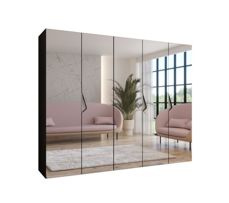 Szafa uchylna z lustrem otwierana Abiks SANDI 3 250 wys 202 cm Czarny + Kaszmir 1 szt