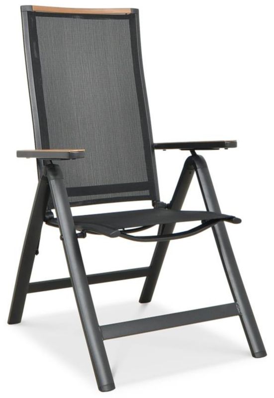 Krzesło Ogrodowe Focus Garden Balkonowe Składane regulowane BRISBANE na Taras czarne 1 szt